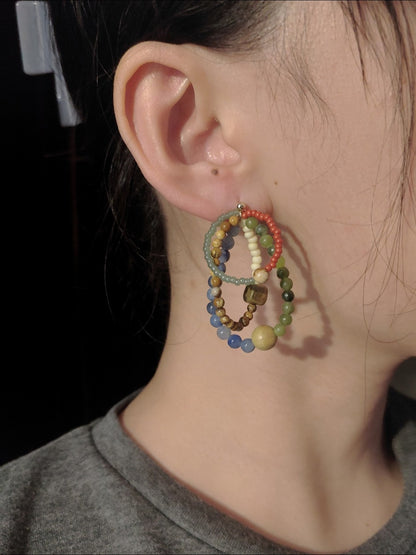 「Chinoiserie」Colored Glaze Rainbow Earrings