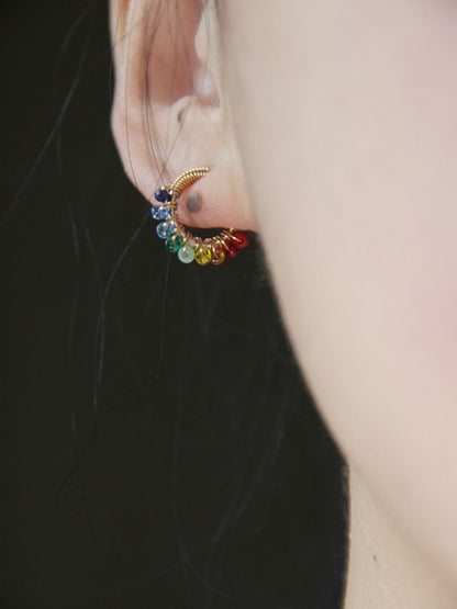 「Chinoiserie」Colored Glaze Rainbow Hoop Earrings