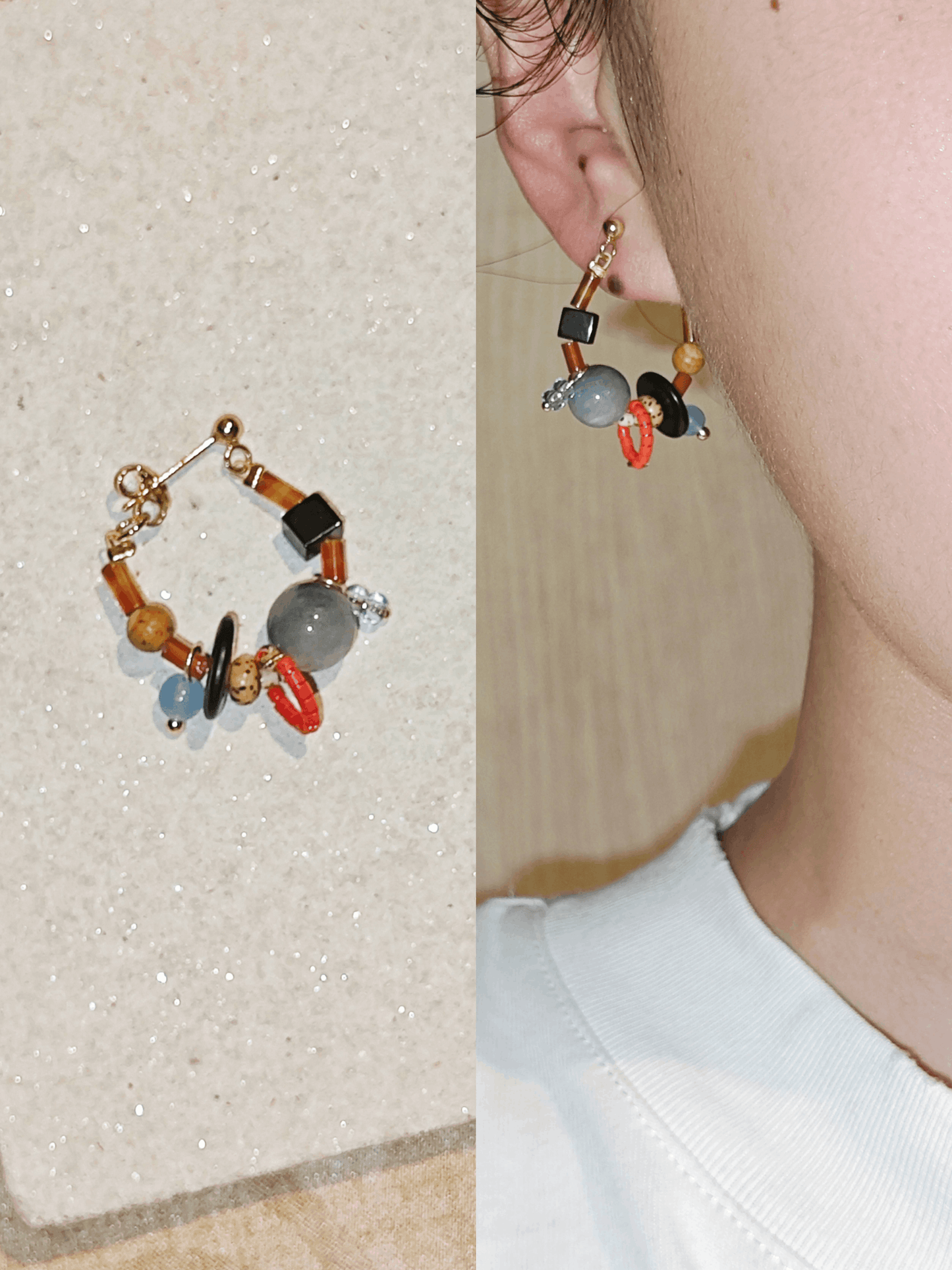 Chinoiserie Contrast Color Earrings