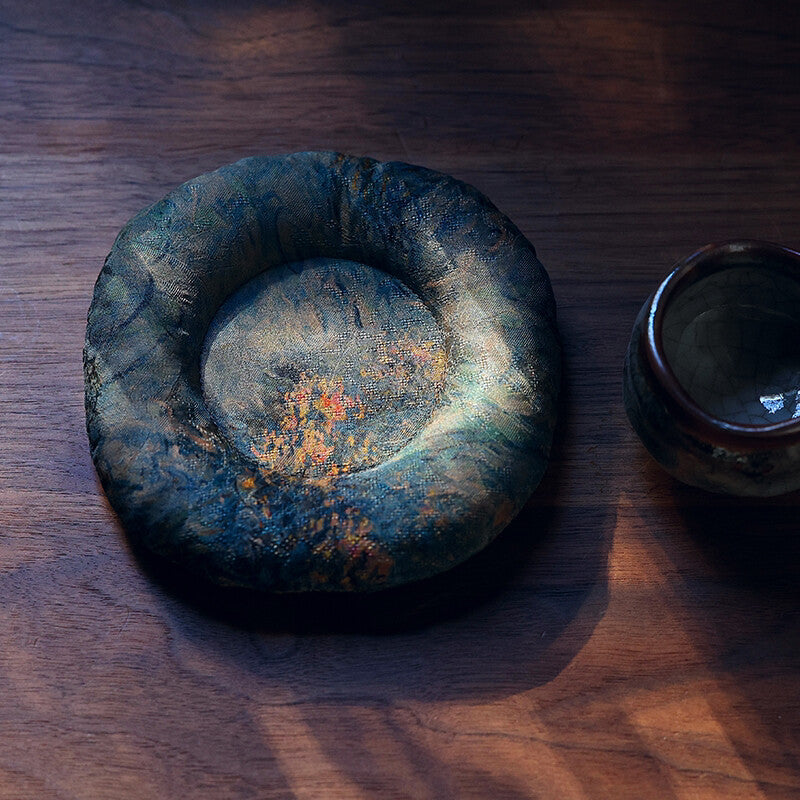 [Chinoiserie] Donut-Shaped Silk Teacup Coaster
