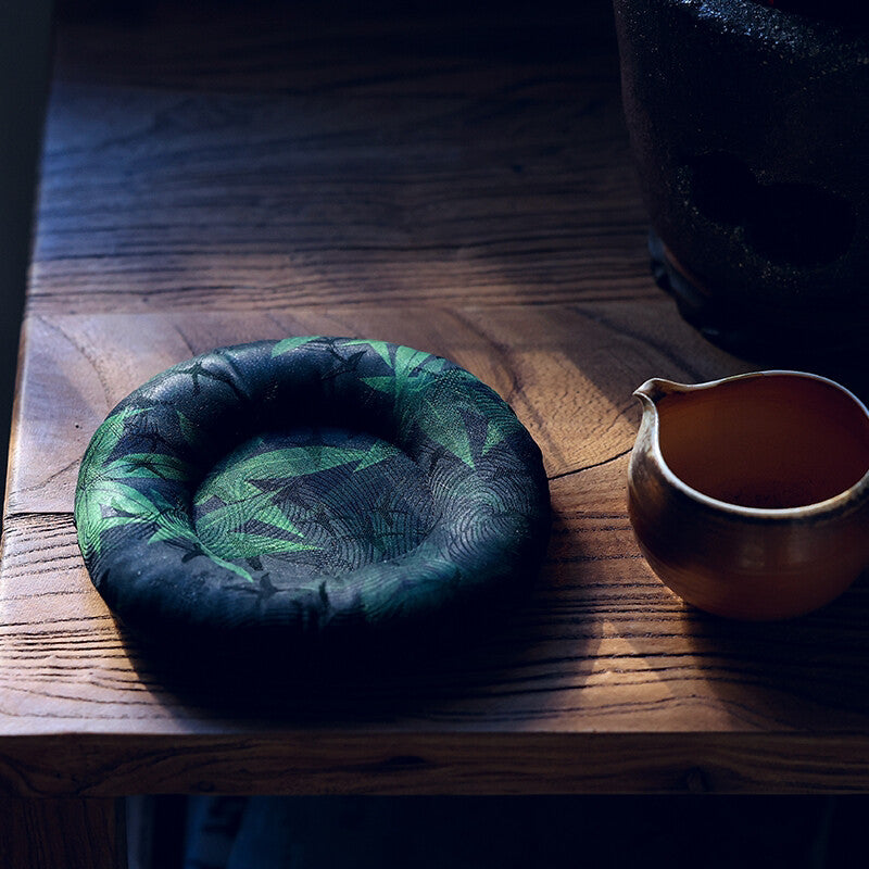 [Chinoiserie] Donut-Shaped Silk Teacup Coaster
