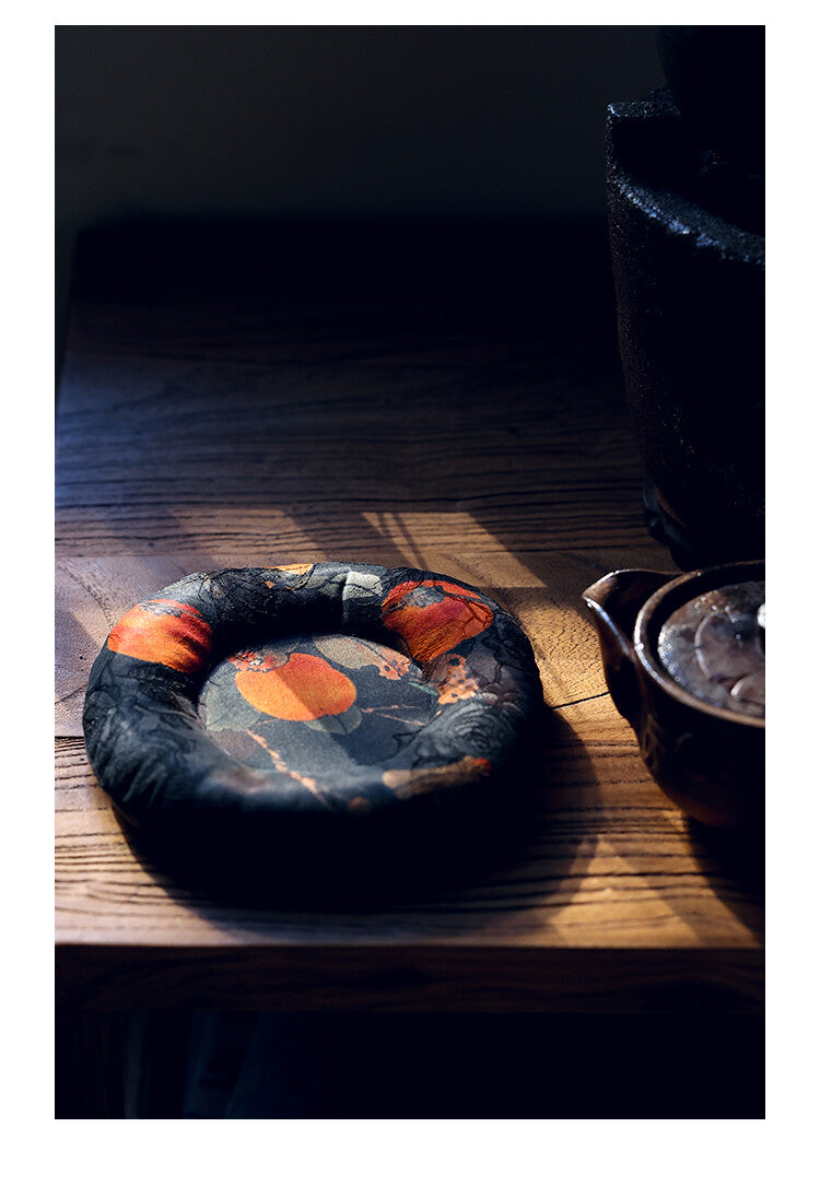 [Chinoiserie] Donut-Shaped Silk Teacup Coaster