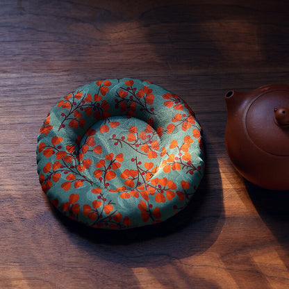 [Chinoiserie] Donut-Shaped Silk Teacup Coaster