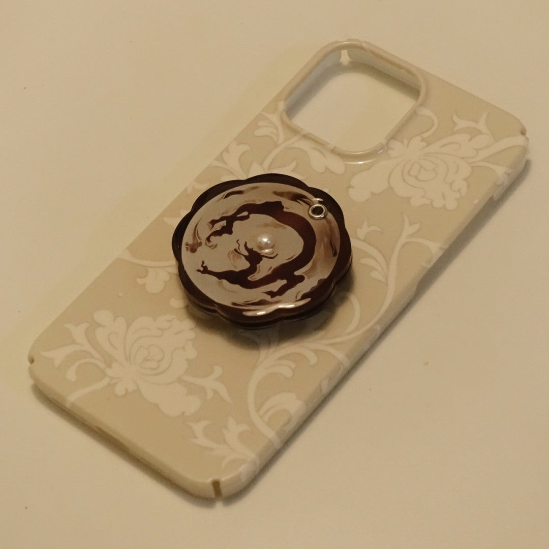 「Chinoiserie」Dragon Printed Pearl Mirror MagSafe Phone Holder