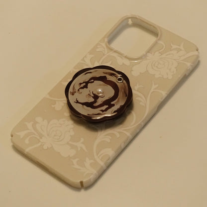 「Chinoiserie」Dragon Printed Pearl Mirror MagSafe Phone Holder