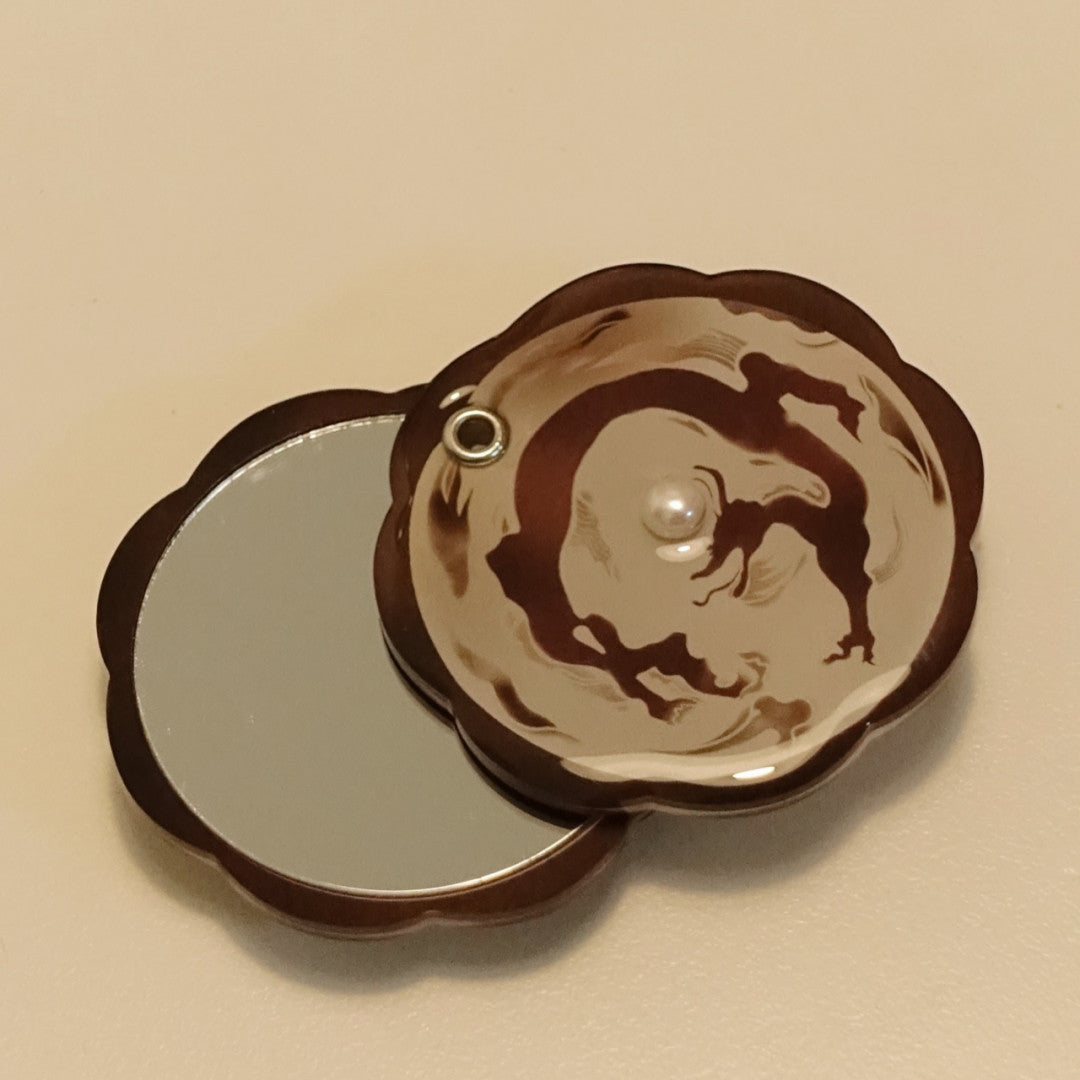 「Chinoiserie」Dragon Printed Pearl Mirror MagSafe Phone Holder