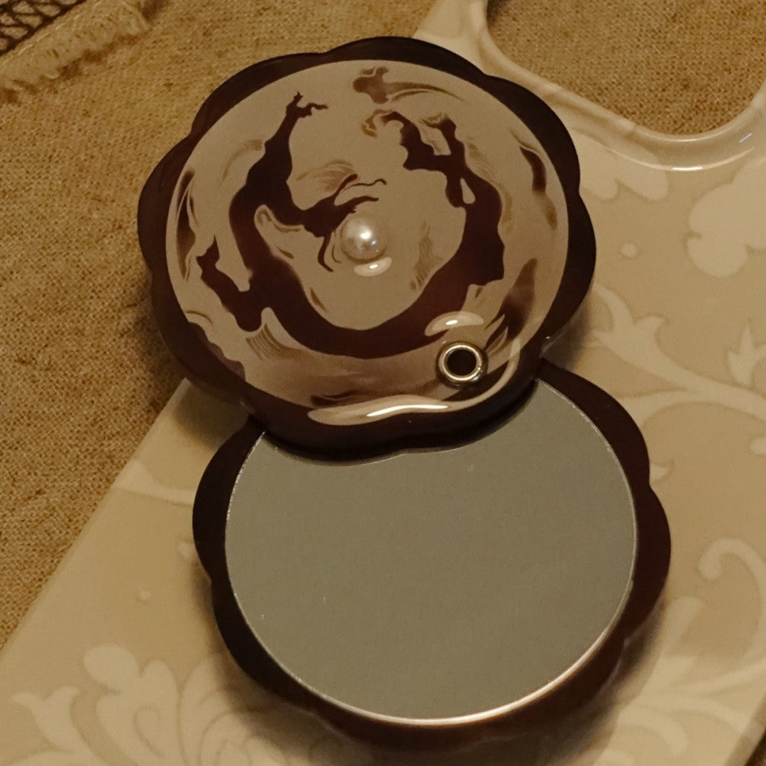 「Chinoiserie」Dragon Printed Pearl Mirror MagSafe Phone Holder