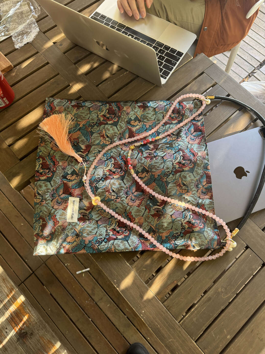 [Chinoiserie] Dunhuang Butterfly Bloom Beaded Tassel Silk Bag | Bag | Three Fleas