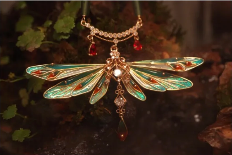 「 Chinoiserie」Dunhuang Dragonfly Jade Necklace