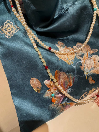 [Chinoiserie] Elegant Orchid  Beaded Tassel Silk Bag | Bag | Three Fleas