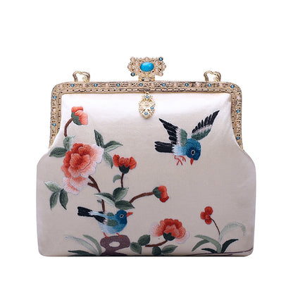 [Chinoiserie] Flower Bird Embroidery Frame Clutch Bag