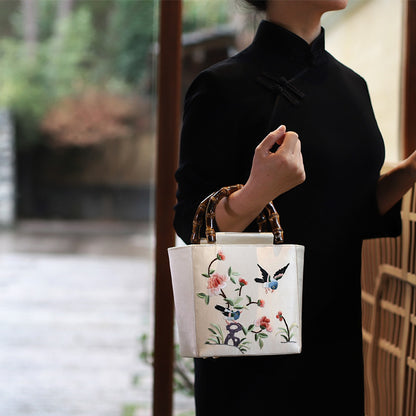 [Chinoiserie] Flower Bird Embroidery Handbag