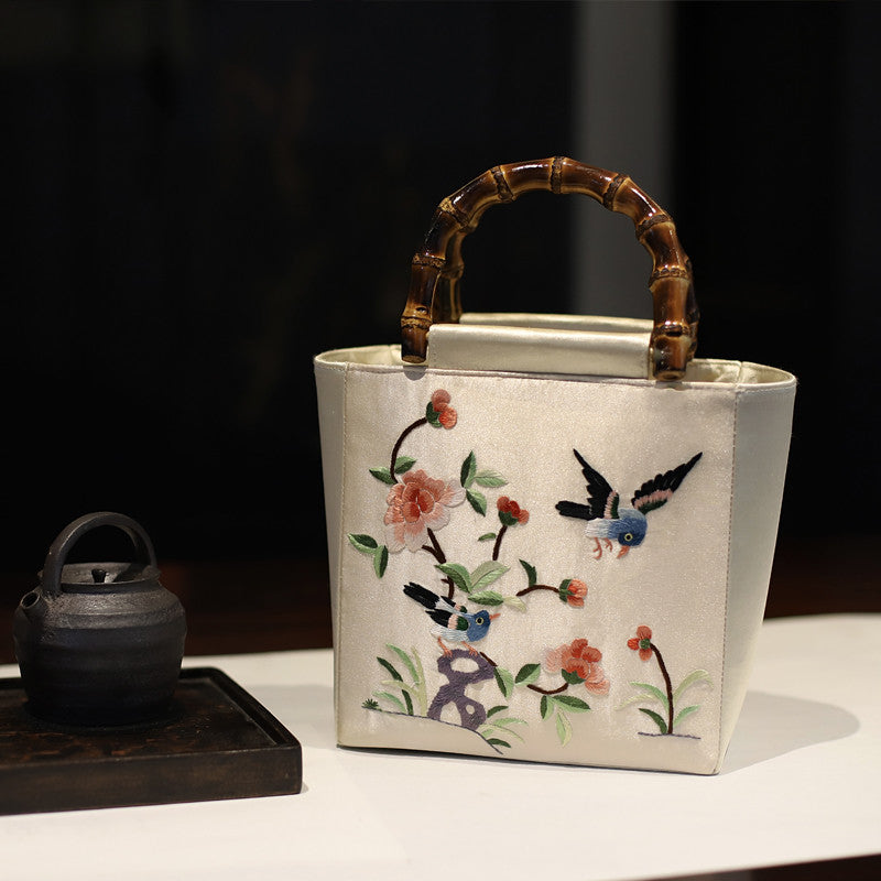 [Chinoiserie] Flower Bird Embroidery Handbag
