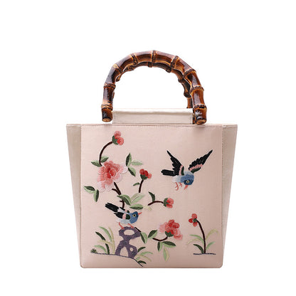 [Chinoiserie] Flower Bird Embroidery Handbag