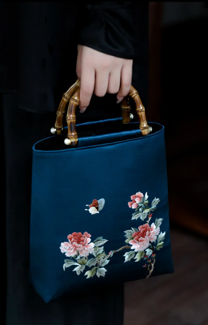 [Chinoiserie] Flower Butterfly Embroidery Handbag