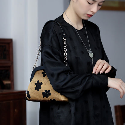 [Chinoiserie] Flower Golden Frame Clutch Bag