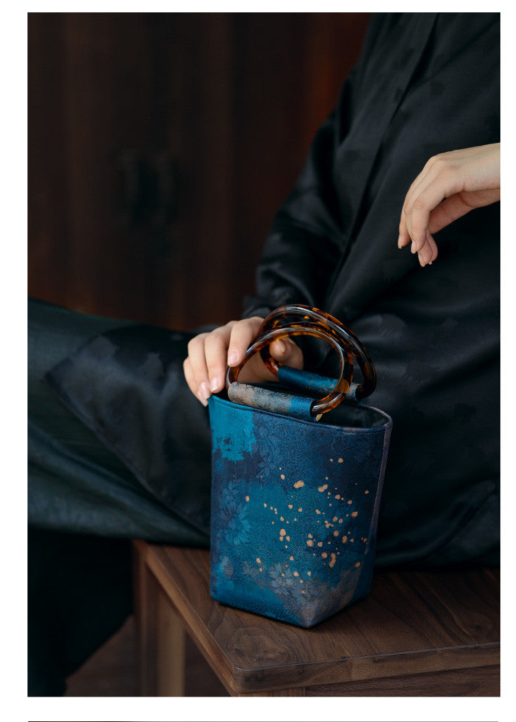 [Chinoiserie] Flower Silk Bucket Bag