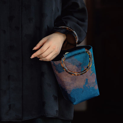 [Chinoiserie] Flower Silk Bucket Bag