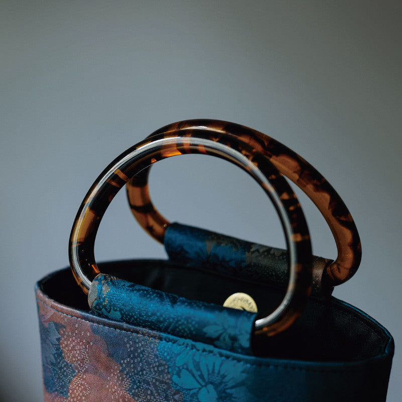 [Chinoiserie] Flower Silk Bucket Bag