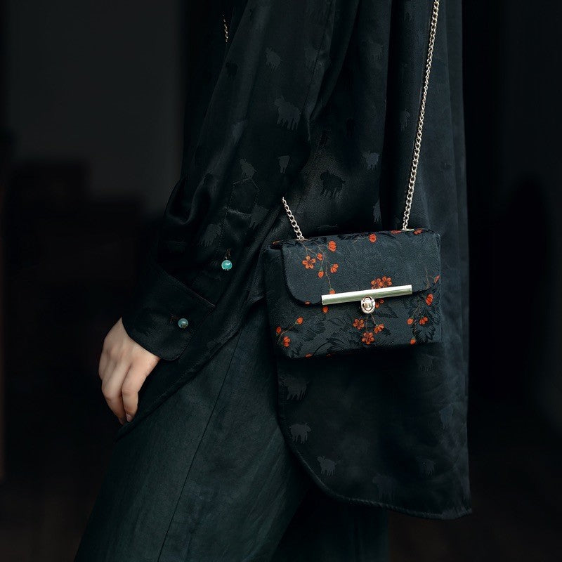 [Chinoiserie] Flower Silk Crossbody Bag