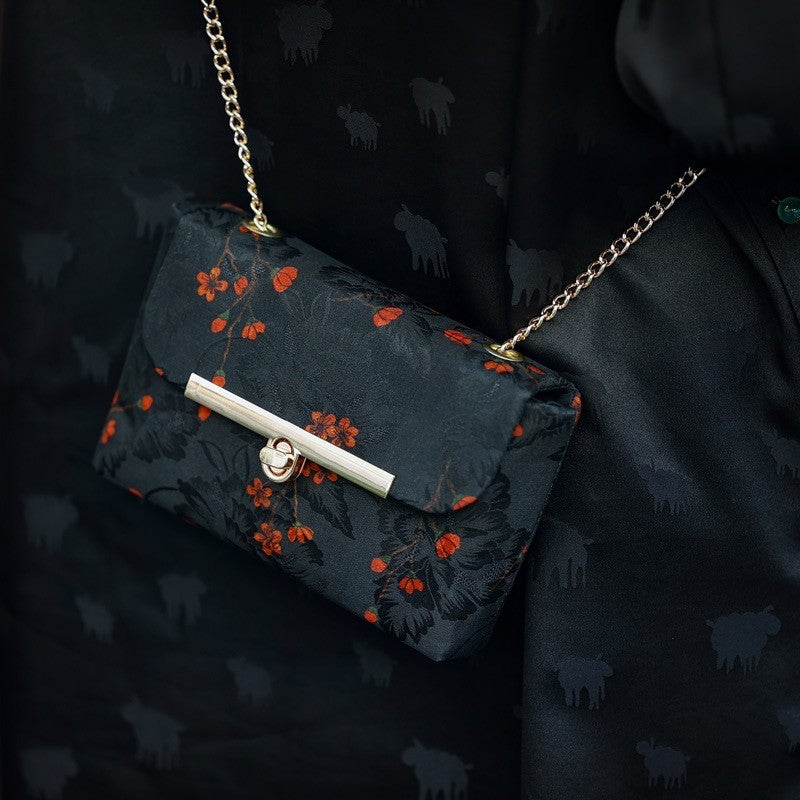 [Chinoiserie] Flower Silk Crossbody Bag