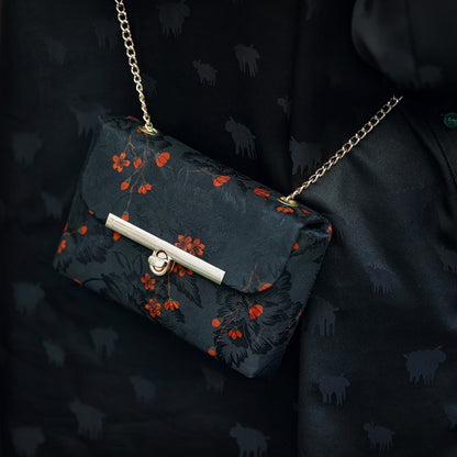 [Chinoiserie] Flower Silk Crossbody Bag