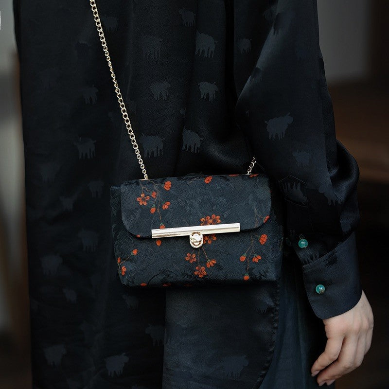 [Chinoiserie] Flower Silk Crossbody Bag