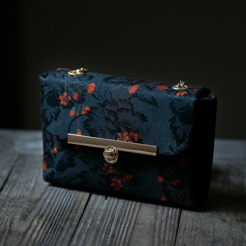 [Chinoiserie] Flower Silk Crossbody Bag