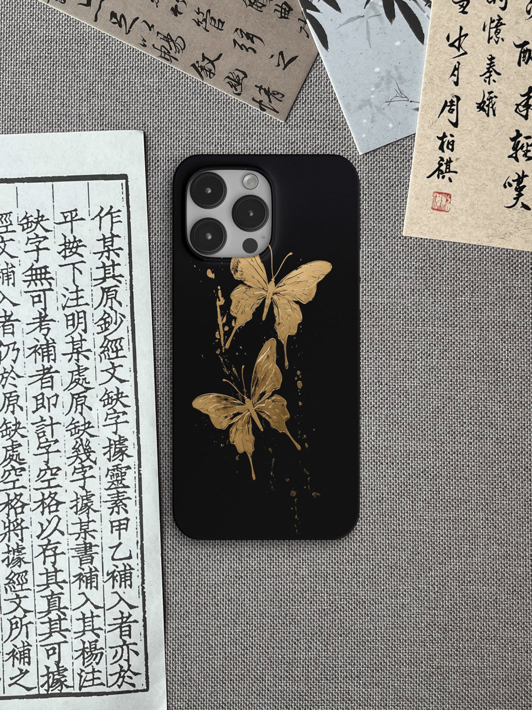 「Chinoiserie」Flying Golden Butterfly Printed Phone Case