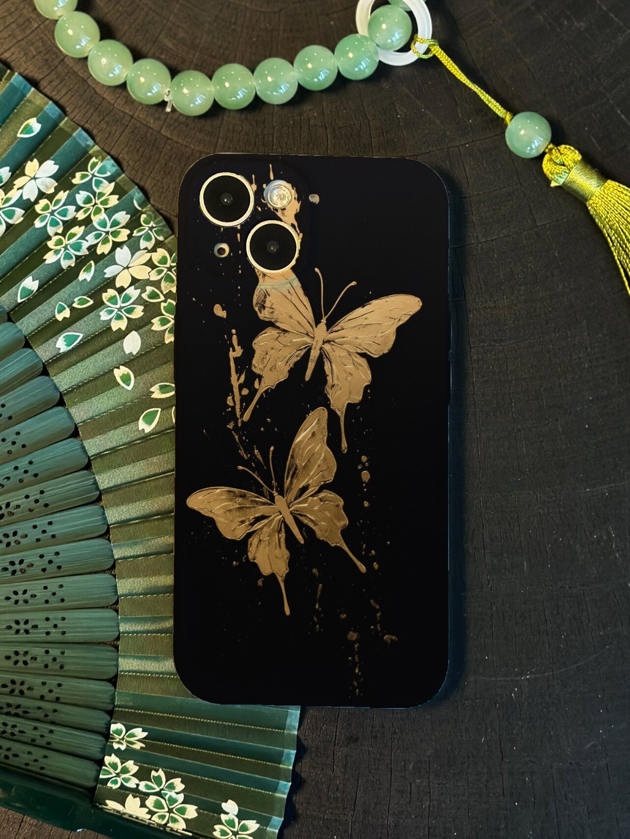 「Chinoiserie」Flying Golden Butterfly Printed Phone Case