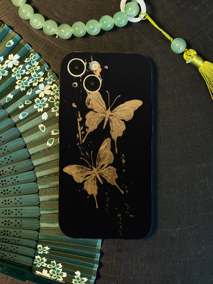 「Chinoiserie」Flying Golden Butterfly Printed Phone Case