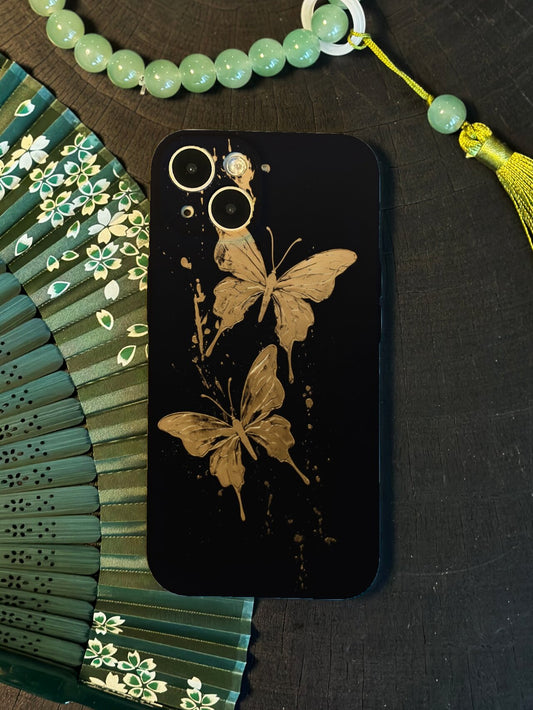 「Chinoiserie」Flying Golden Butterfly Printed Phone Case