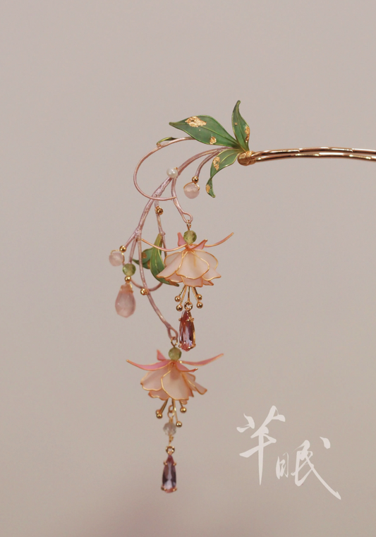 「 Chinoiserie」Fuchsia Hairpin