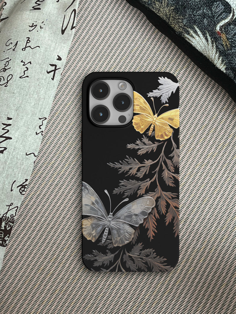 「Chinoiserie」Gold Silver Butterfly Printed Phone Case