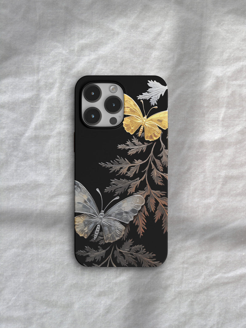 「Chinoiserie」Gold Silver Butterfly Printed Phone Case