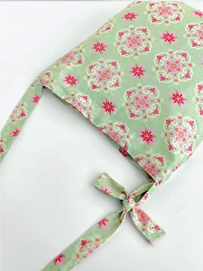 [Chinoiserie] Green Red Traditional Auspicious Pattern Tote Bag