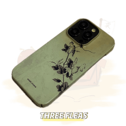 「Chinoiserie」Green flower branch Traditional Chinese Painting phone case