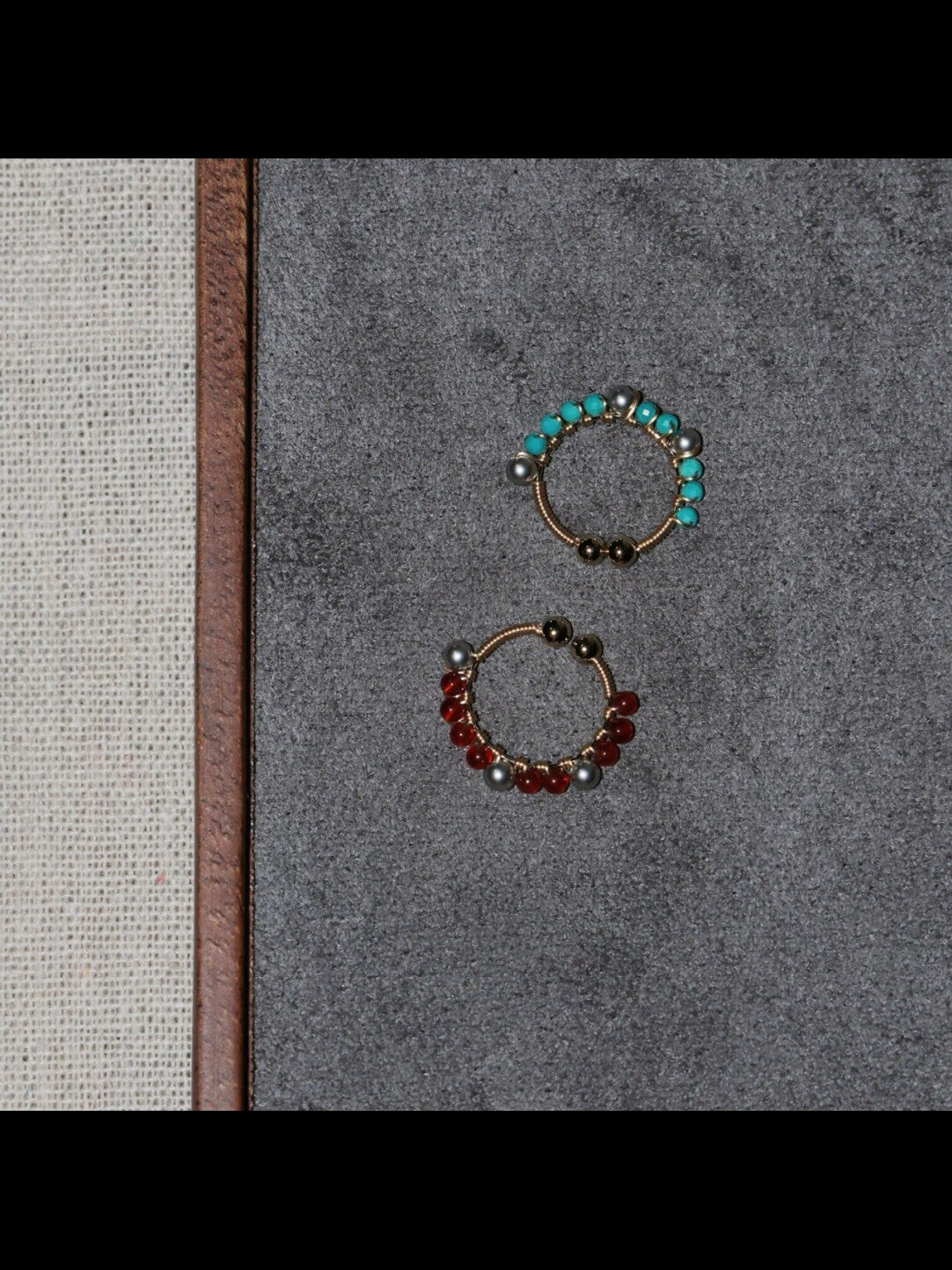 「Chinoiserie」Handmade Mini Red and Green Earring Clips