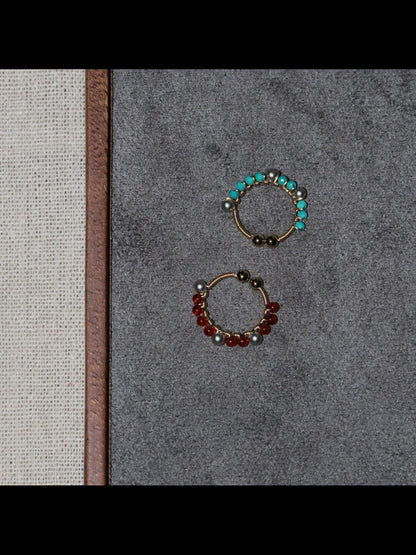 「Chinoiserie」Handmade Mini Red and Green Earring Clips