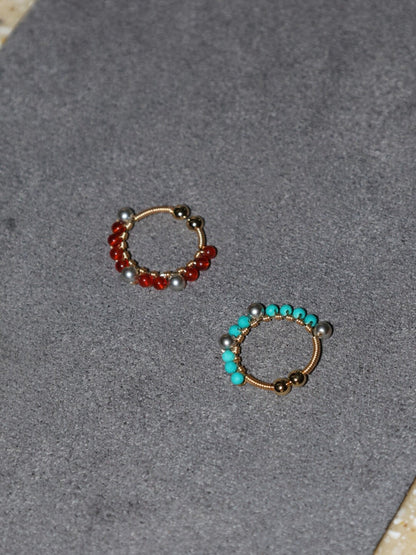 「Chinoiserie」Handmade Mini Red and Green Earring Clips