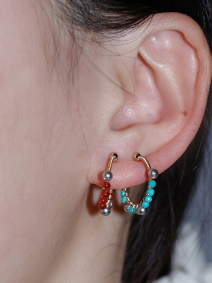 「Chinoiserie」Handmade Mini Red and Green Earring Clips