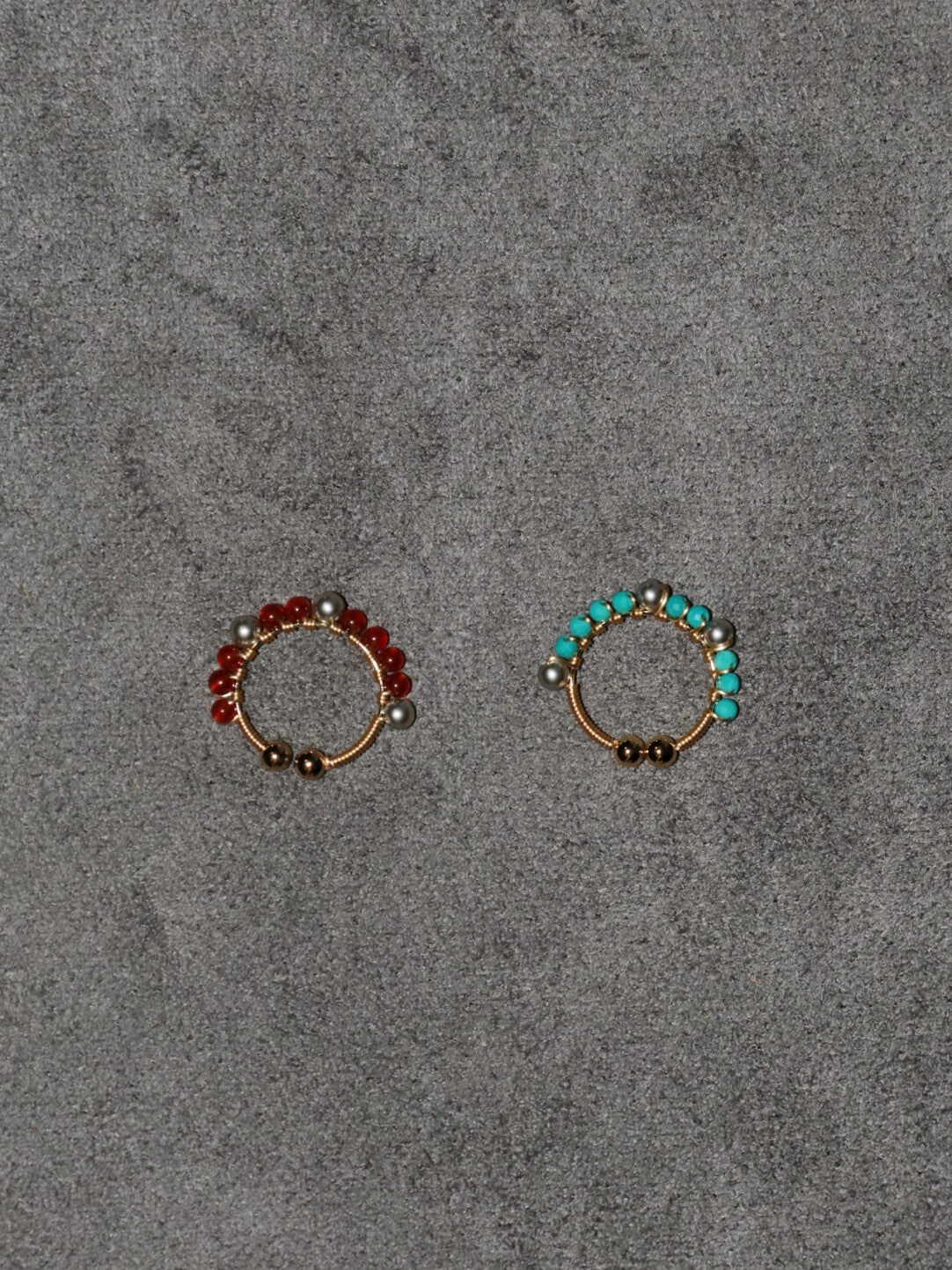 「Chinoiserie」Handmade Mini Red and Green Earring Clips