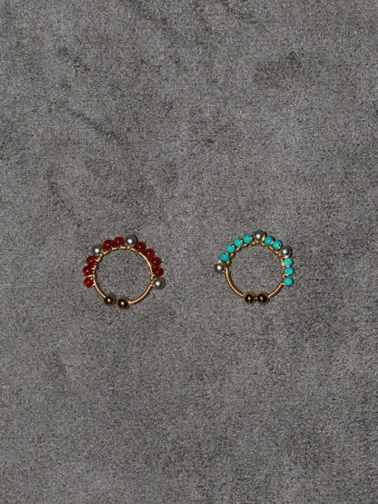 「Chinoiserie」Handmade Mini Red and Green Earring Clips