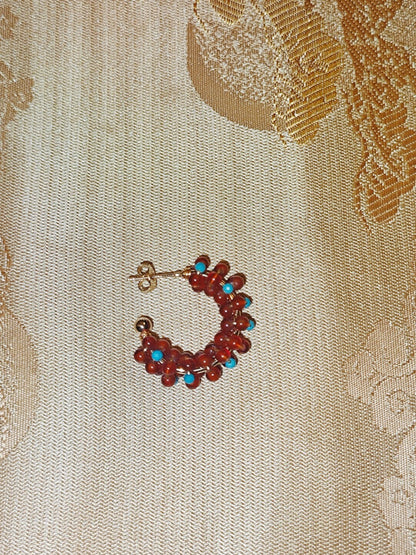 「Chinoiserie」Handmade Red Green Retro Earrings