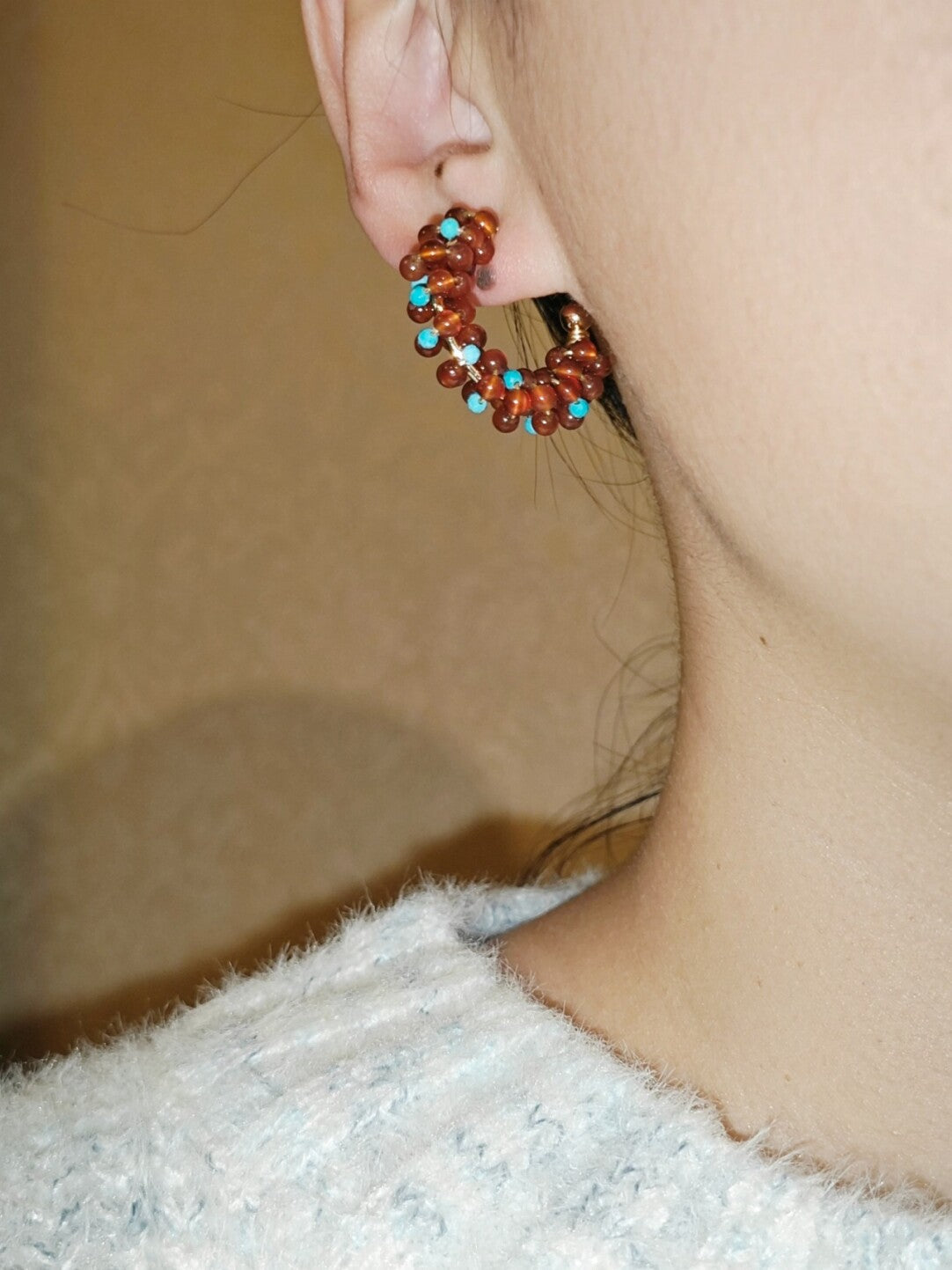 「Chinoiserie」Handmade Red Green Retro Earrings