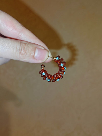 「Chinoiserie」Handmade Red Green Retro Earrings