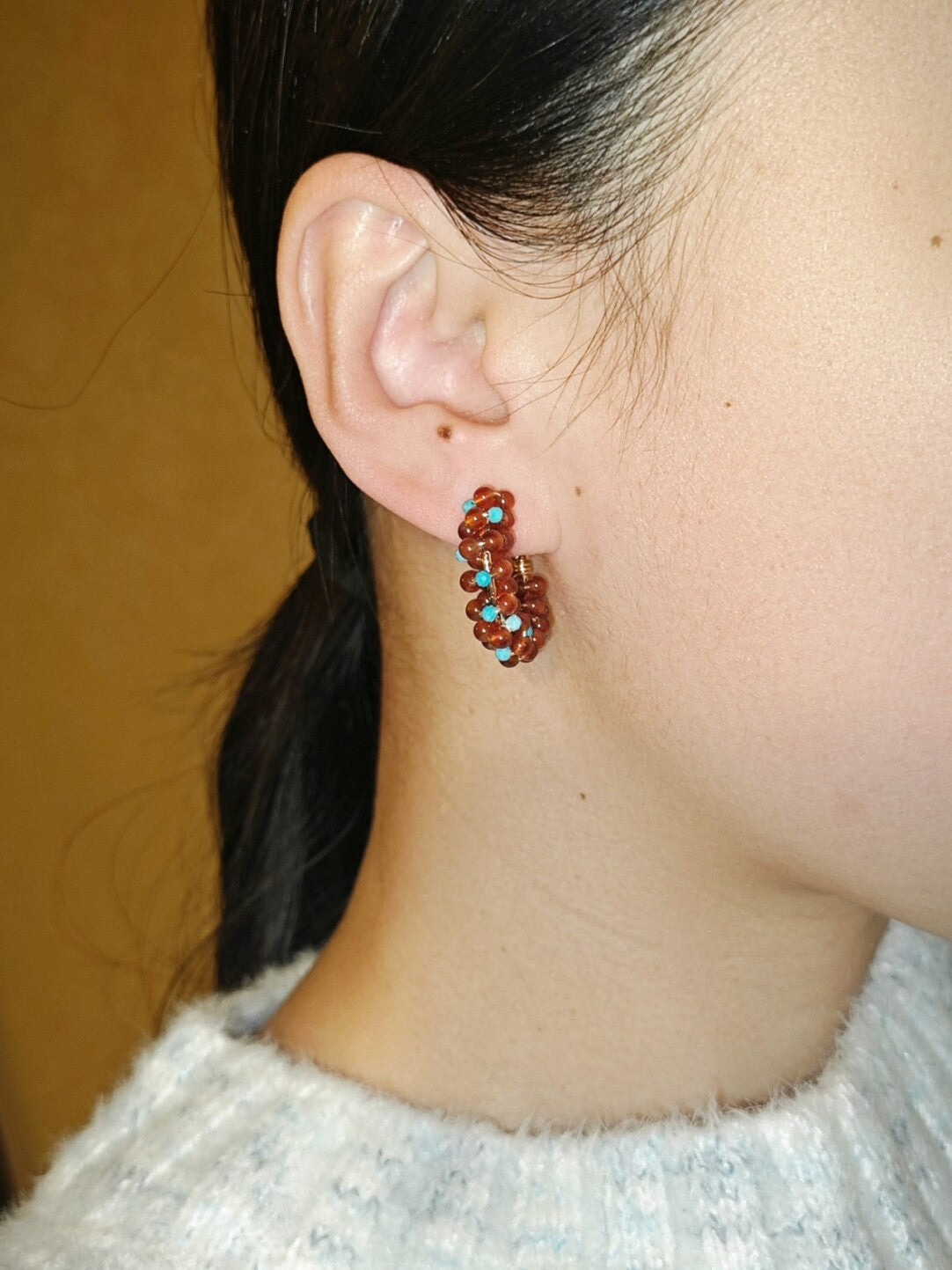 「Chinoiserie」Handmade Red Green Retro Earrings