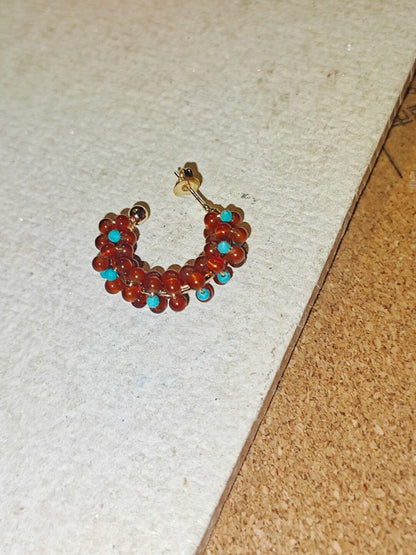 「Chinoiserie」Handmade Red Green Retro Earrings