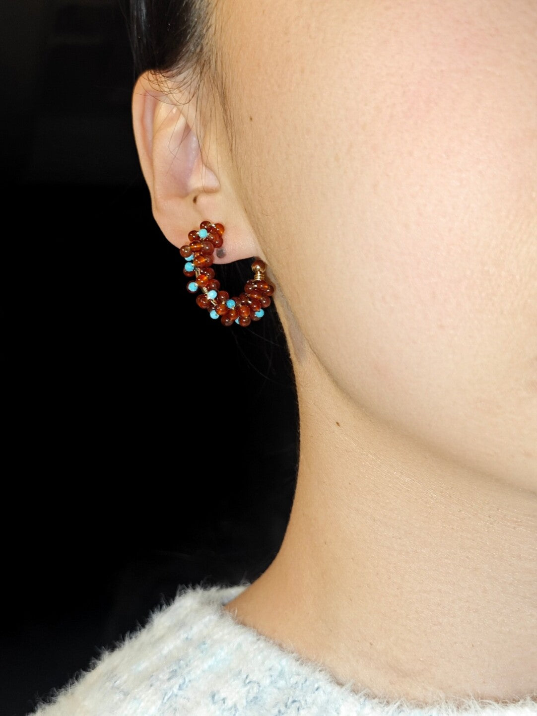 「Chinoiserie」Handmade Red Green Retro Earrings