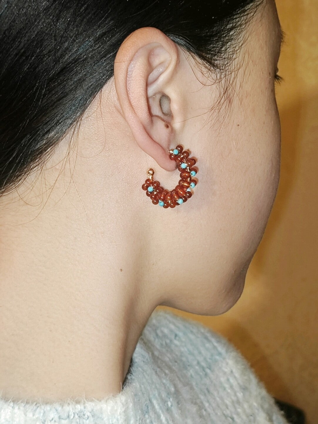 「Chinoiserie」Handmade Red Green Retro Earrings